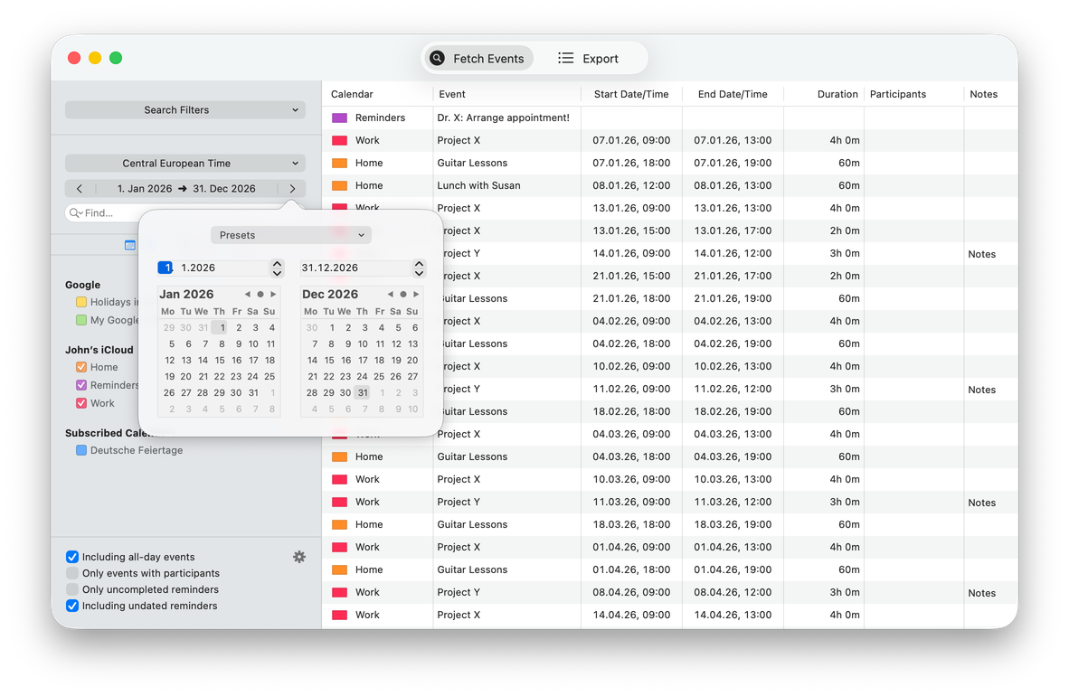 Export Calendars Pro screenshot 1